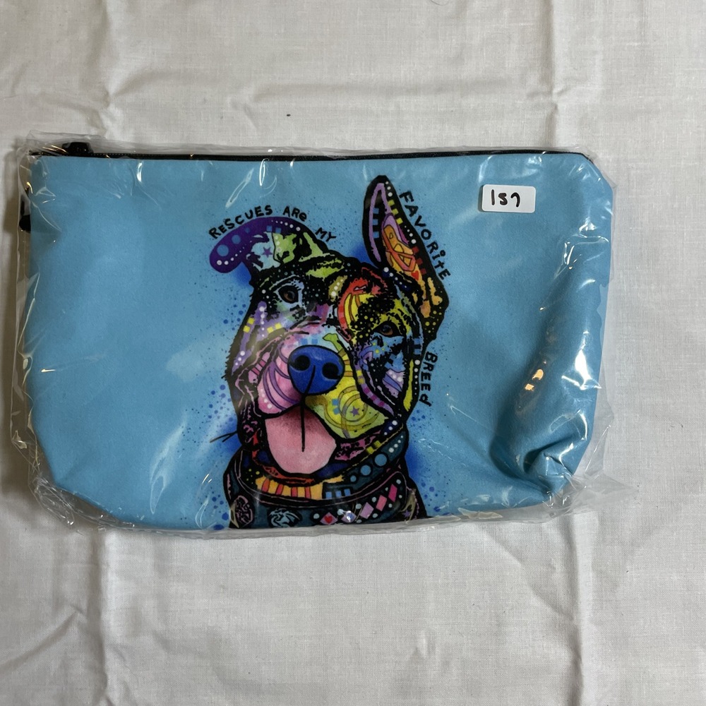 The Pouch Rescues Are My Favorite Breed NWT Dog Art Makeup Bag Cosmetic Pouch